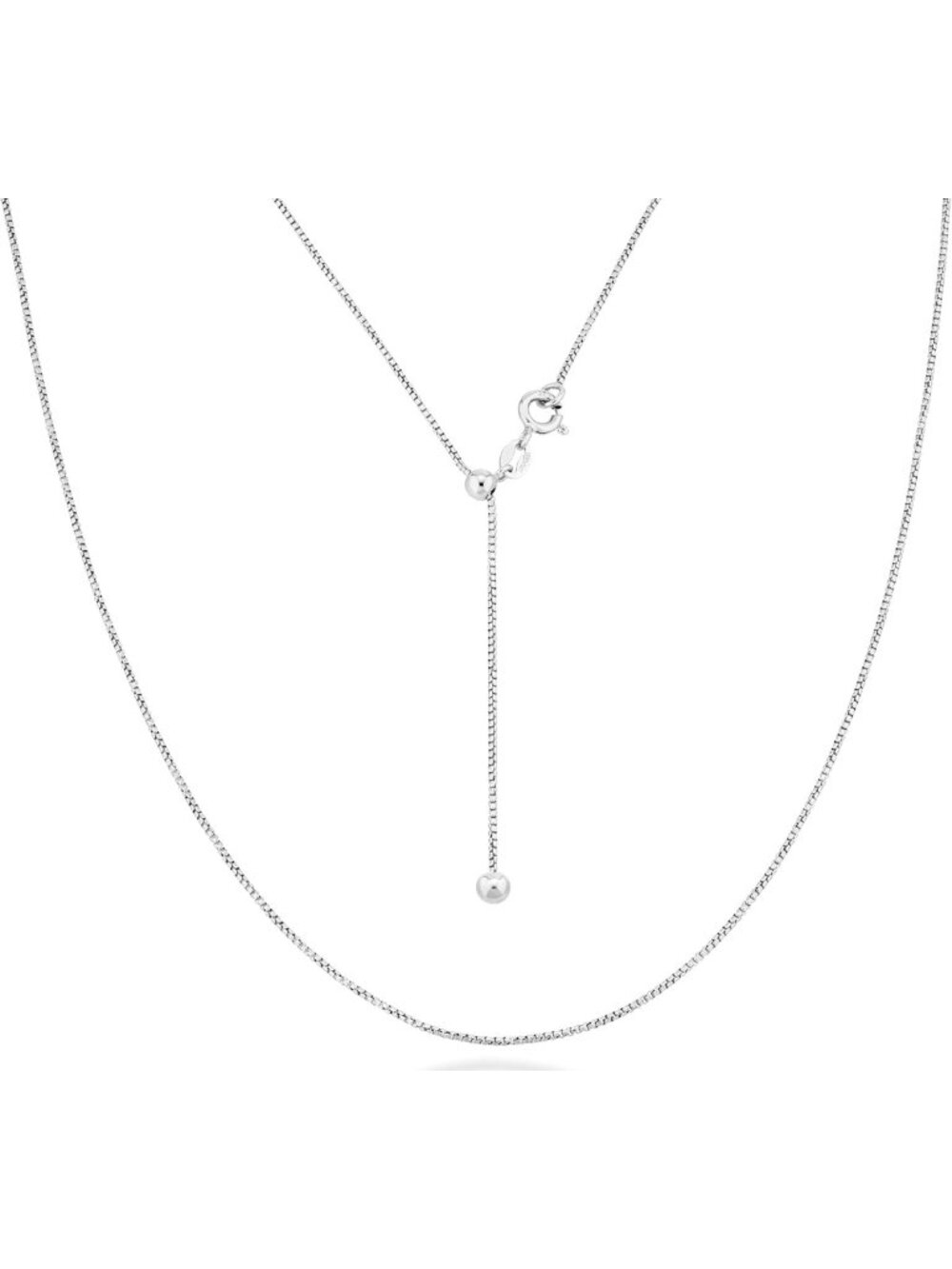 Adjustable 1mm Thin Bolo Box Chain Necklace in Sterling Silver or Gold - 14-24